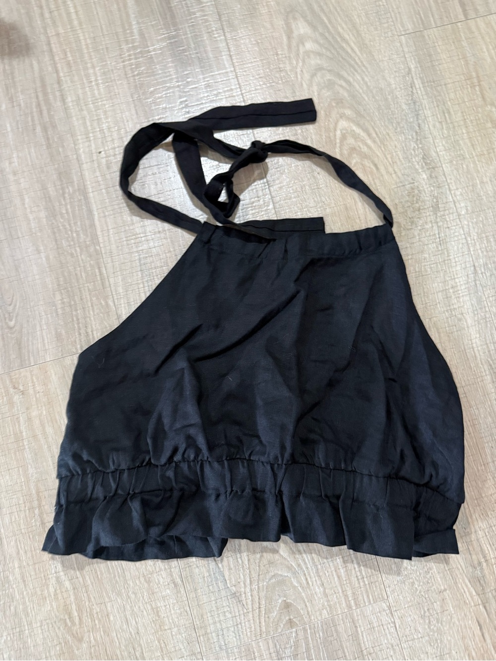 Touche Black Halter Top Ruffle Hem Tie Neck Blouse Women’s M